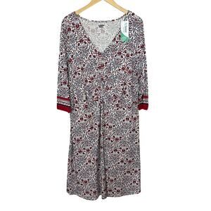 Lands End Maxi Dress Womens 1X‎ Twist V Neck Micro Floral Stretch Long Cottage